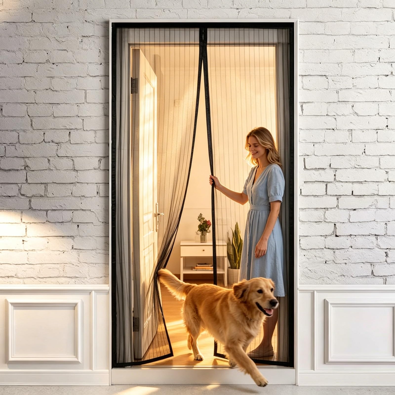Moustiquaire magnétique pour porte de balcon et de chambre sans perçage