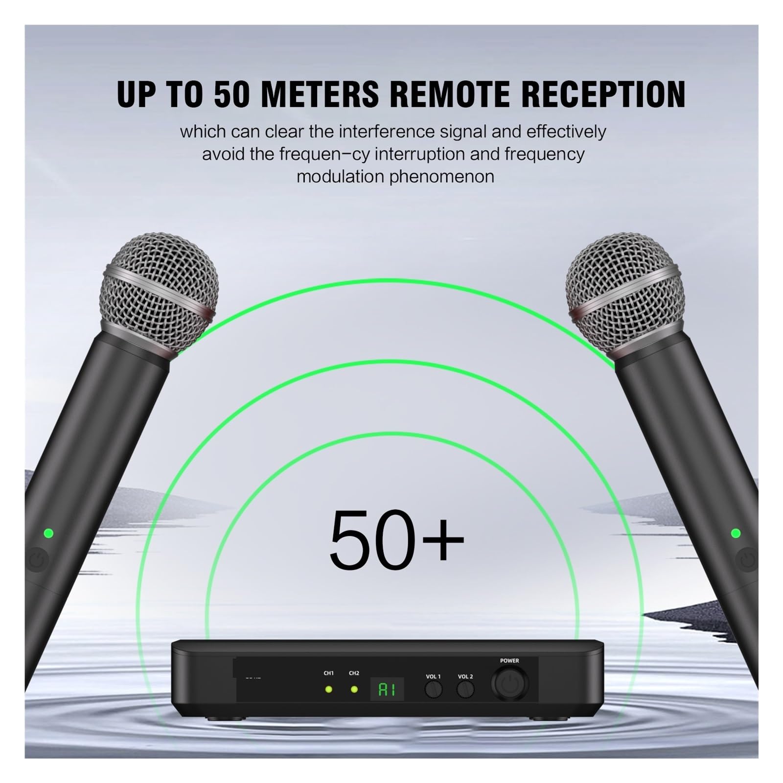 Microfono Wireless Professionale Con Frequenza UHF Regolabile For Karaoke, In Metallo, For Spettacoli Di Feste, Insegnamento Nozze Riproduzione Chiara Del Suono(White)