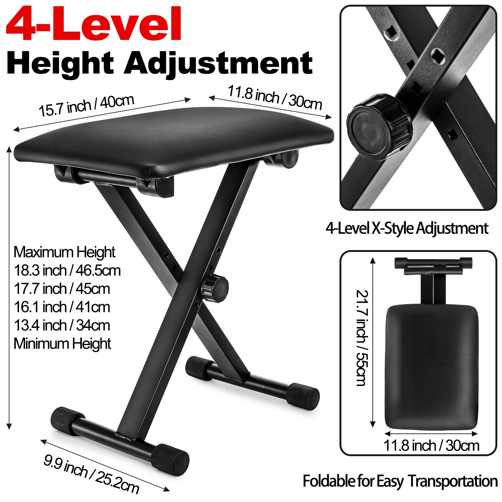 Keyboard Seats Computer Snapklik.com : Foraineam Adjustable Keyboard Bench, X-Style Padded ...