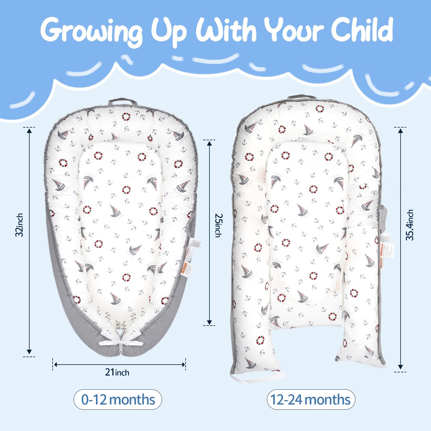 Tumbona para bebé recién nacido, funda de tumbona 100% algodón para bebés de 0 a 24 meses, regalo esencial para recién nacidos