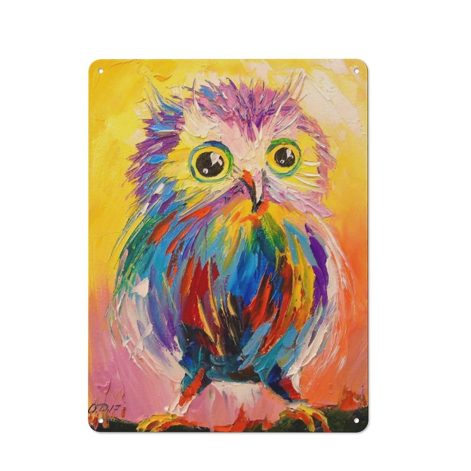 Junmoney A Small Owl 40X30cm Retro Metal Plaque With For Kitchen Or Home Bar, For Garage, Workshop And Man Cave Decoration
