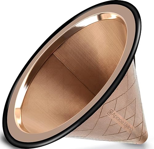 Chemex - Filtro de café compatible con Hario V60, base de metal ancha, reutilizable, de acero inoxidable, filtro de café sin papel para elaboración