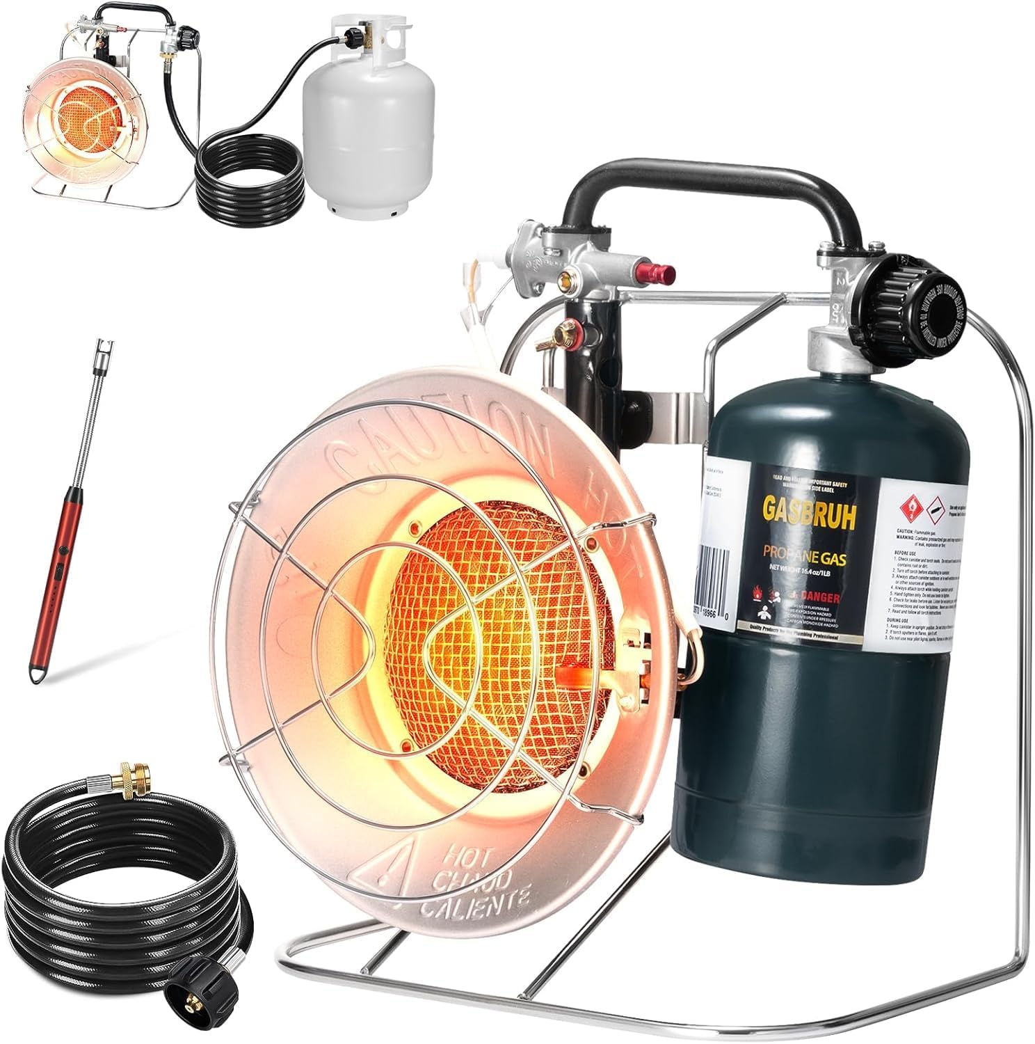 Multi-Use Portable Propane Heater/Cooker,18,000 BTU Propane Tent Heater include 8.8 FT Hose for Patio, Camping, Hunting, Fishing(Fuel not included)