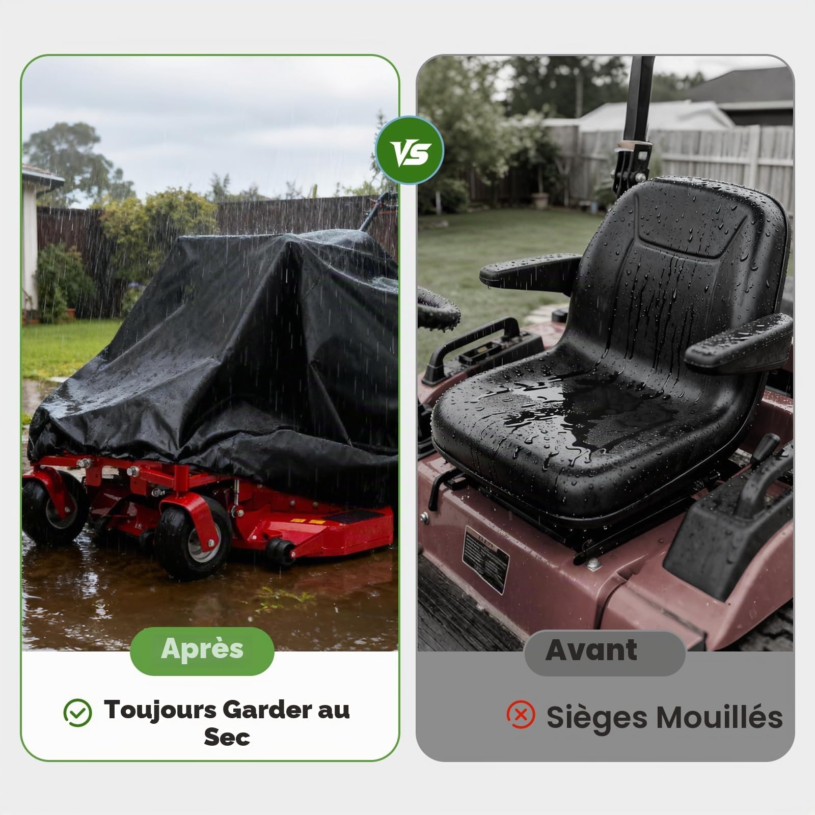Housse de Tracteur de Jardin Oxford 420D Housse Tondeuse Autoportée | 183 X 137 X 117 cm Bâche de Protection Tracteur de Pelouse Coupe-Vent, Anti-Pluie, Anti-Poussière et Anti-UV
