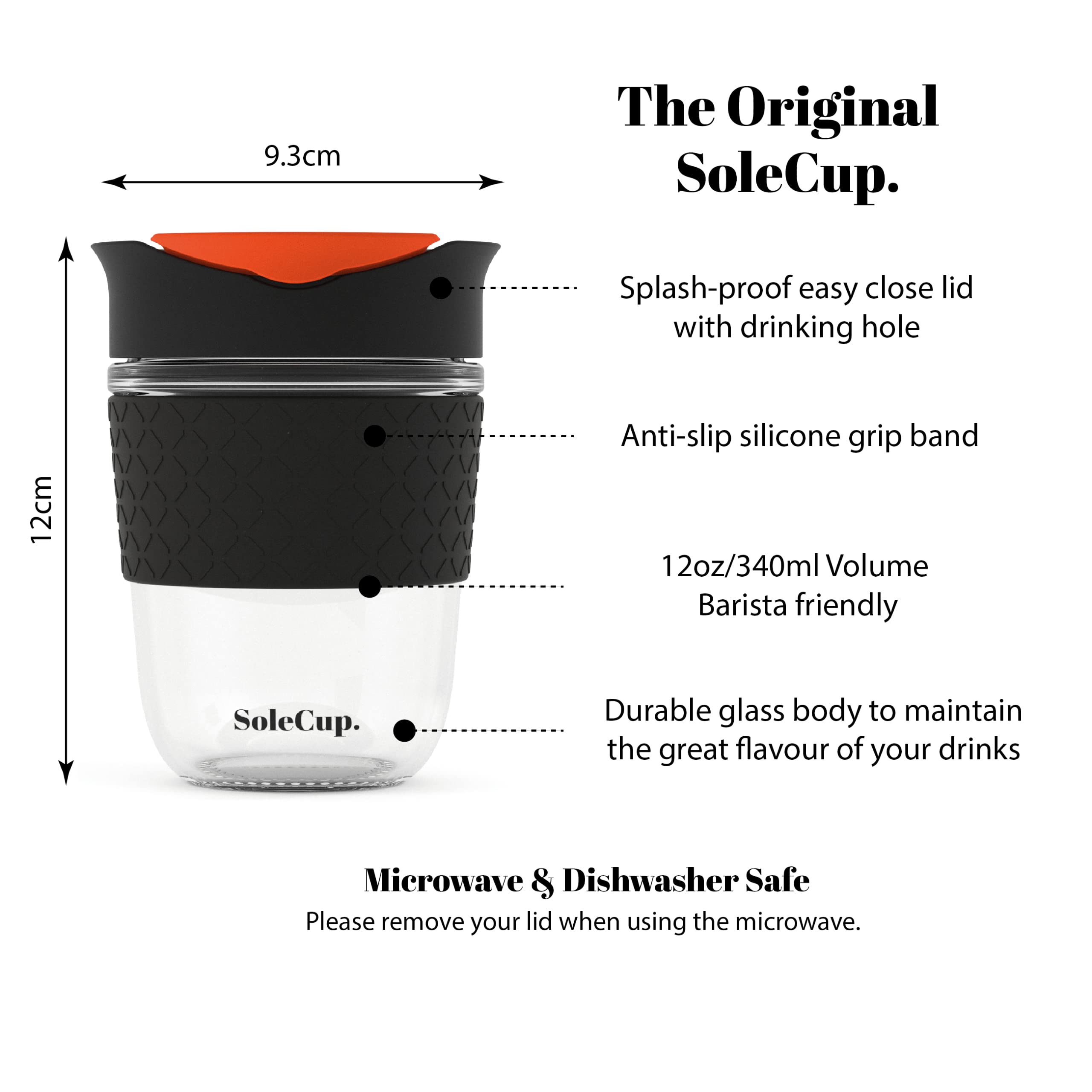 SoleCup., Reusable Strengthened Glass Travel Cup, Spill Proof Coffee Mug - Image 2
