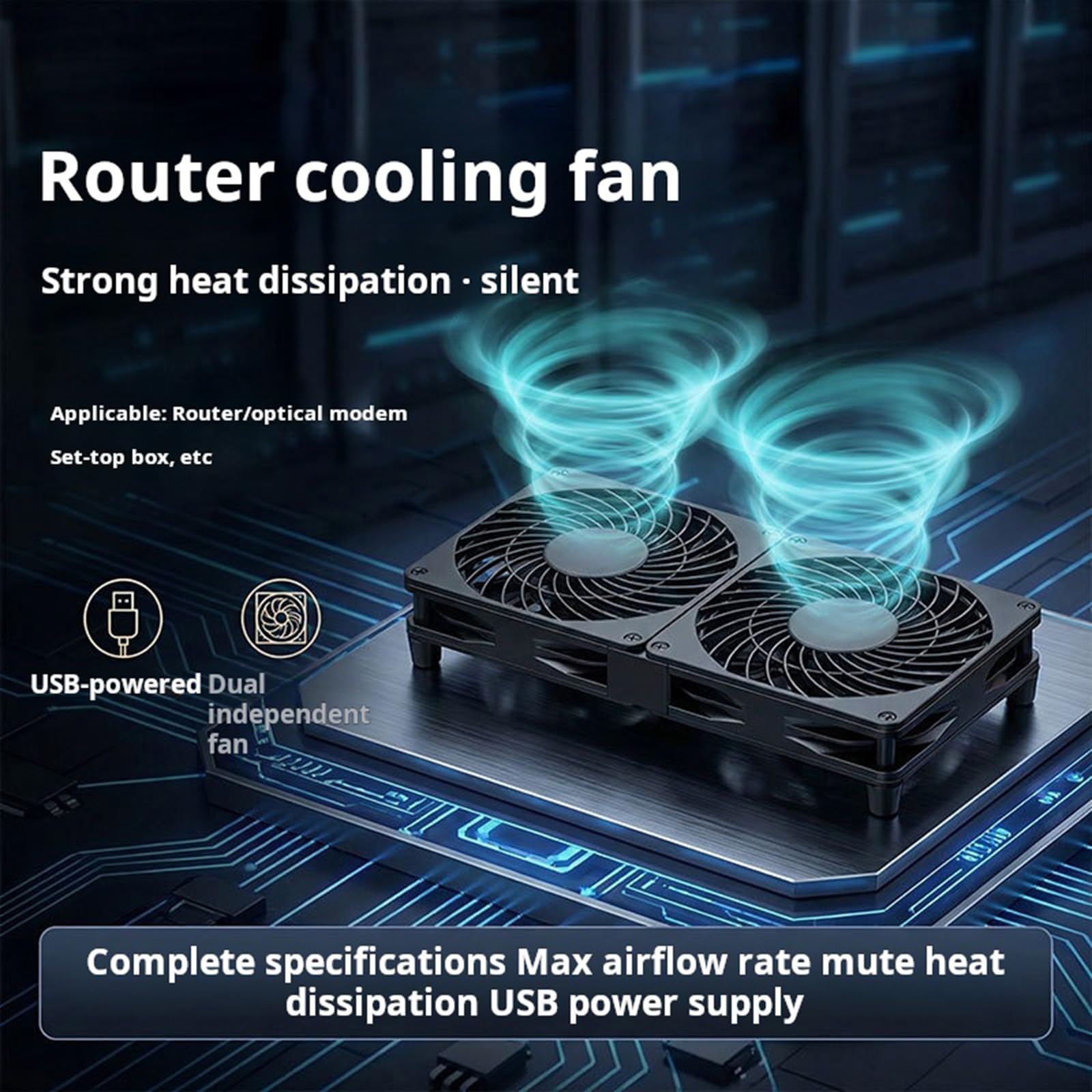 Dispositivo di raffreddamento USB da 12 cm con controller per computer elettronica e console di gioco Design a basso rumore Ventola di raffreddamento USB per router