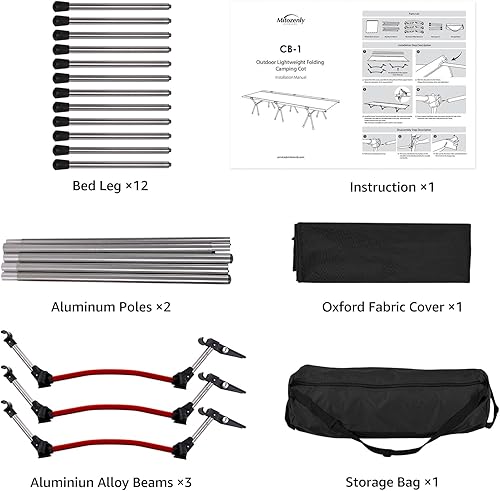 Miniatura 3 de Mitozenly Catre de camping portátil y ligero de 75 pulgadas para adultos, cama de campamento para viajes al aire libre, senderismo, campamento base,