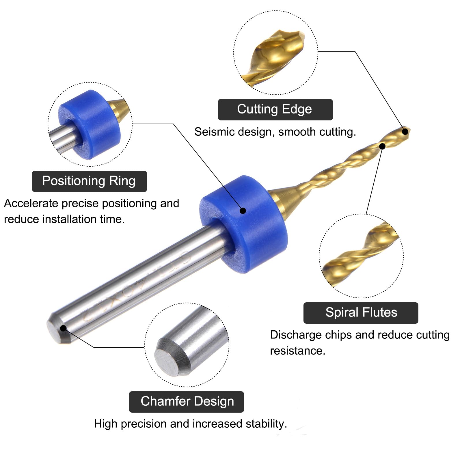 QUARKZMAN 10pz Punte per Trapano PCB 1/8" Gambo 1,4mm Set Mini Punte Trapano Micro Twist in Carburo Rivestito Titanio Strumento Perforazione Rotativa per Incisione CNC Gioielli Circuiti