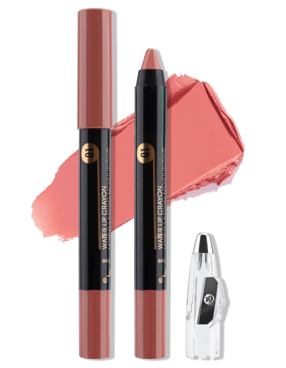 Spanish Pink Matte Lipstick Lip Liner Pencil With Sharpener, Lipstick Set, Moisturizing Smooth lip liners, High Pigmented and Long-lasting, Smudge-proof & Waterproof Lip Crayon For Women Makeup