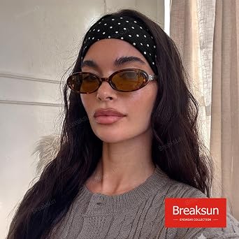 Breaksun Retro Oval Sunglasses for Women Men Fashion Small Oval Sunglasses 90s Vintage Shades