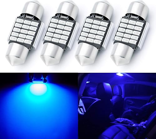 Vista 14 de 4 PCS Bombillas LED CAN-Bus Sin Errores 6418 6411 6461 DE3425 C5W Festoon 36MM 1.5" Ultra Blue 3014 27-EX Chipsets para Luces Interiores