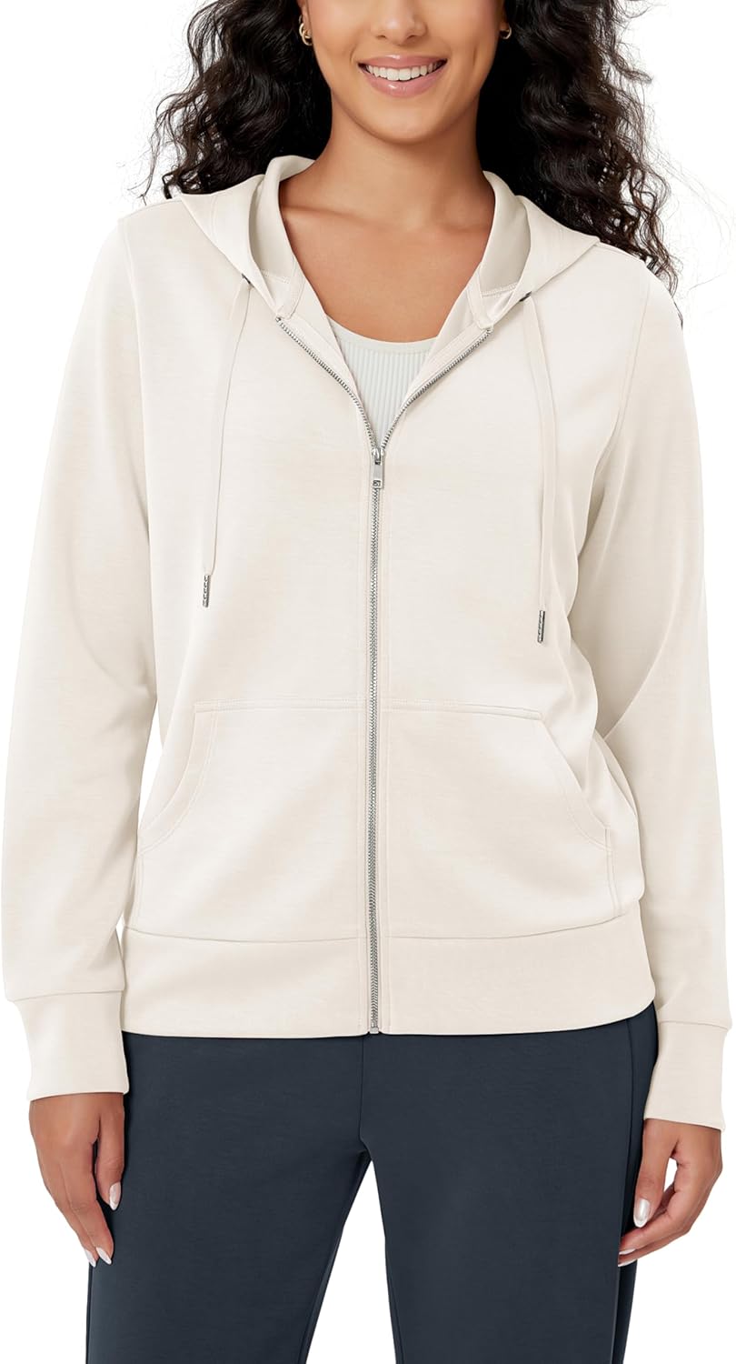 ODODOS Women’s Modal Soft Full-Zip Hoodies Casual Relaxed Fall Outfit Hooded Jacket with Pockets