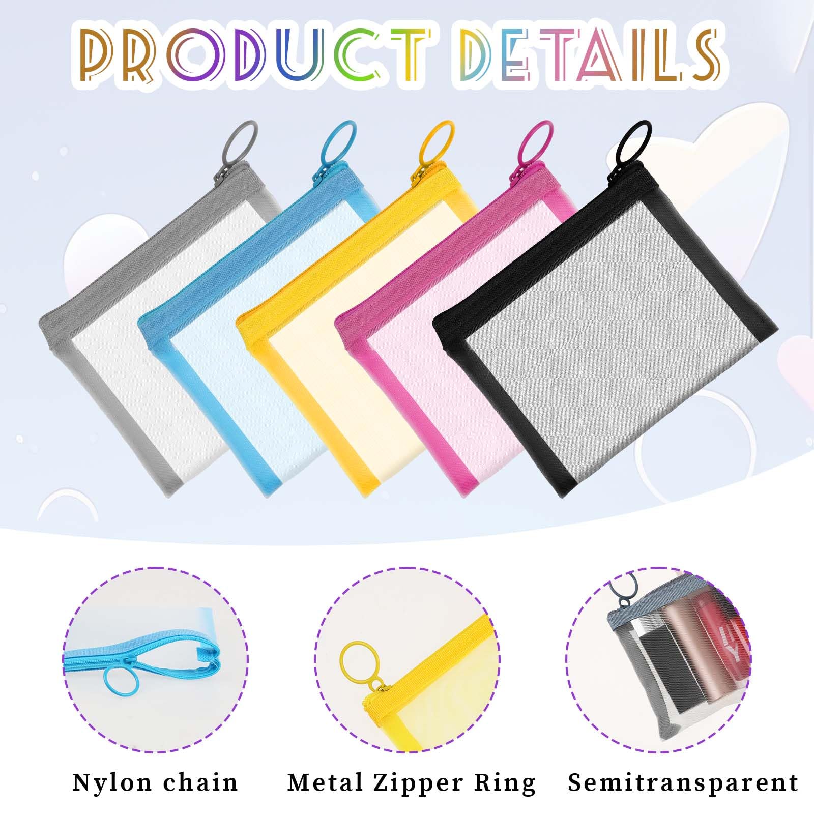 5 Pcs Mini Zipper Mesh Bags - Image 3