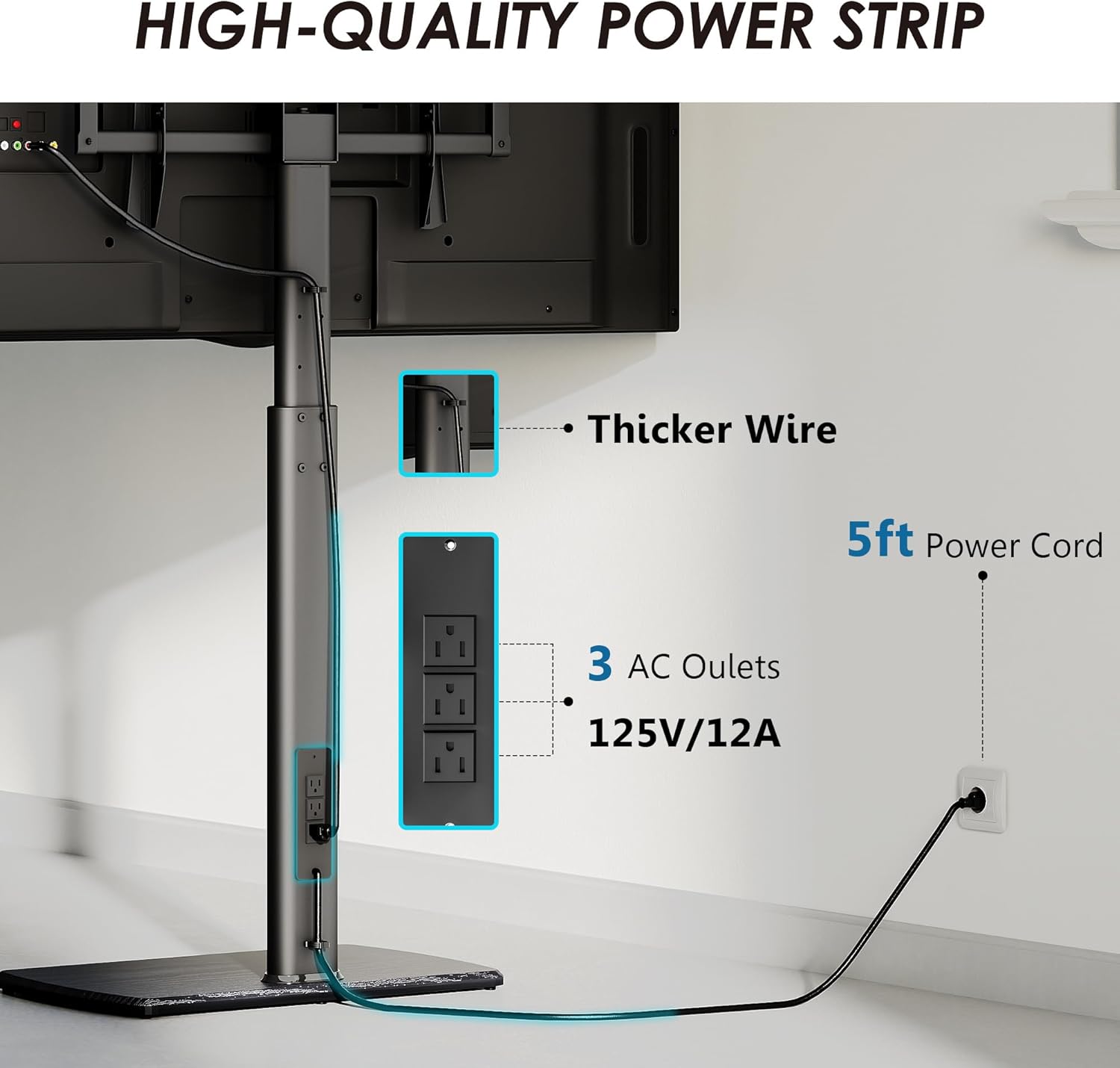 Dimensional drawing of the FITUEYES TV stand