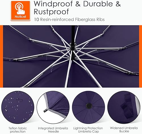 Miniatura 5 de Bodyguard Inverted Umbrella, Large Windproof Umbrellas for Rain & Sun, Compact Umbrella Reverse Umbrella with Reflective Stripe, Teflon Umbrella for