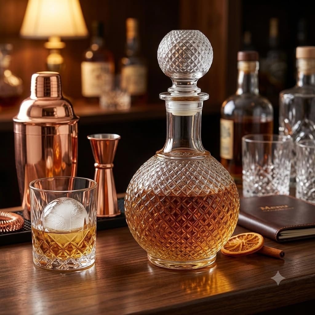 Red-Rubby Whiskey Bottle Decanter for Whisky Scotch, Liquor, Vodka, Wine or Bourbon | Food Grade Bpa Free (800 ML) - Glass | Decanter-2 1