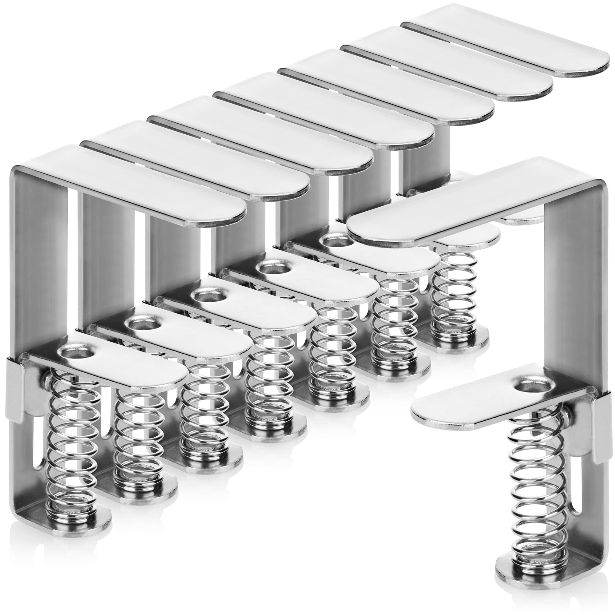8 Pinces à Nappe Acier Inoxydable - Pour Tables 2.7-5.5cm D'épaisseur - Intérieur/Extérieur - Com-four