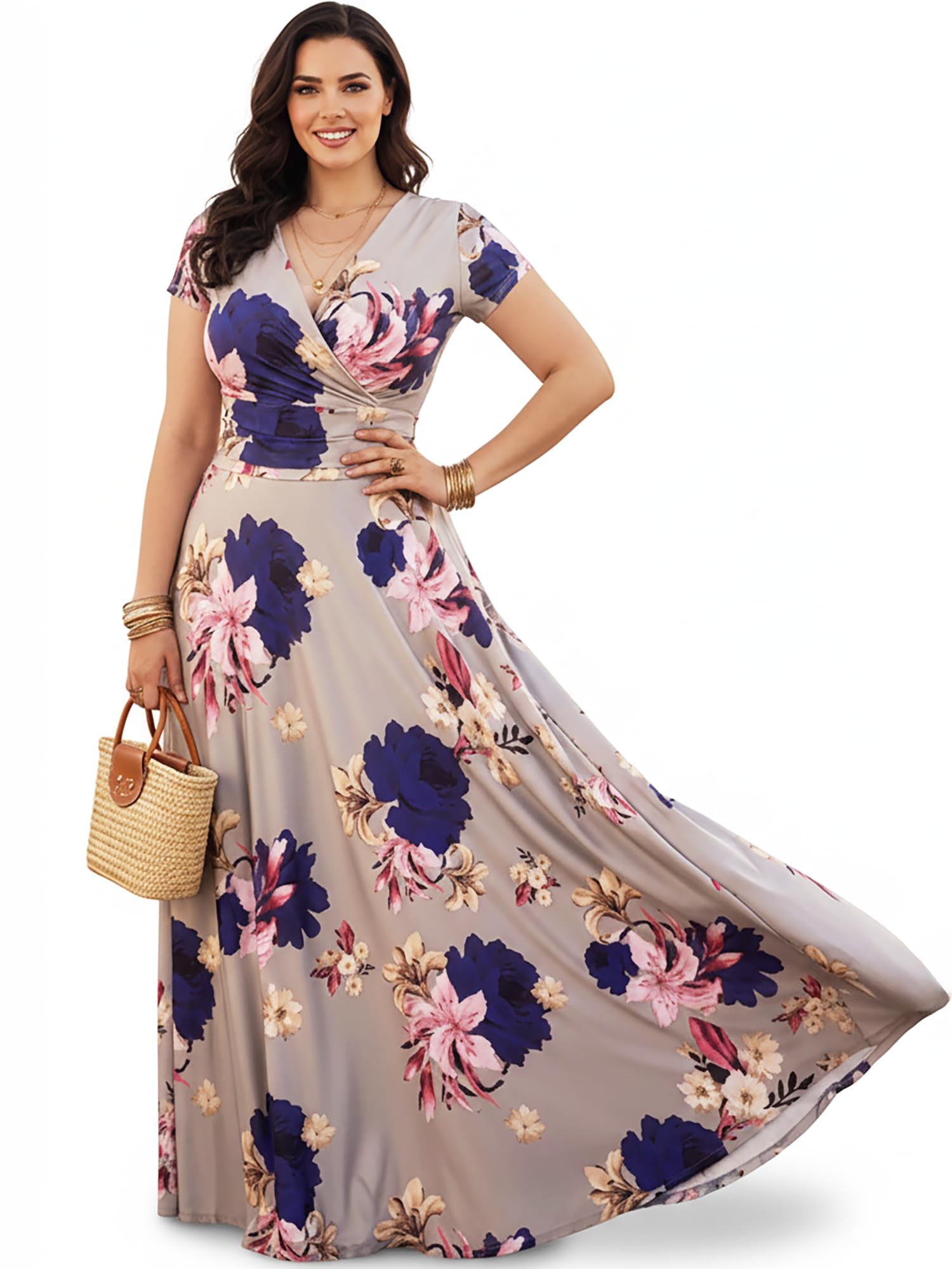 KOH KOH Womens Long Modest Floor Length Flowing Summer Print Maxi Dress