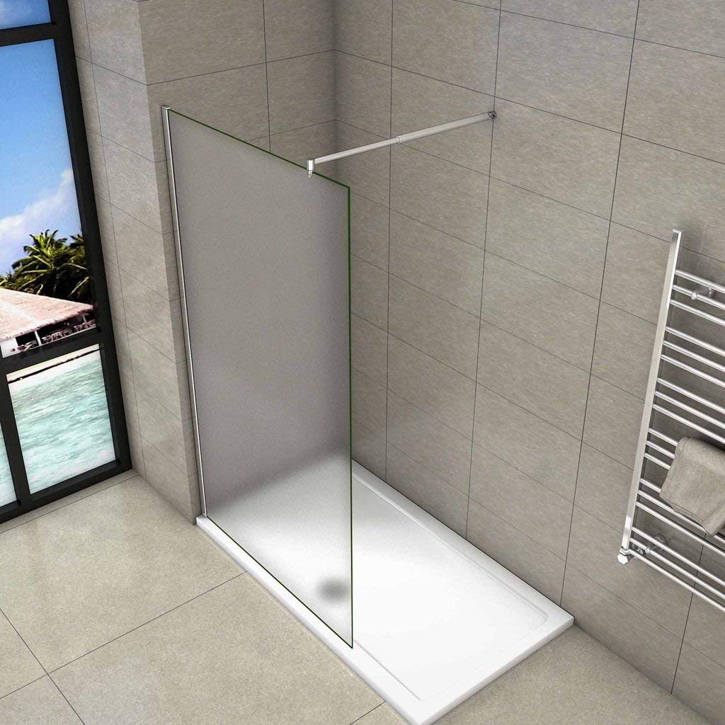 Walk In Doccia 100x200cm Vetro 8mm Satinata-Opaca Barra 70-120cm