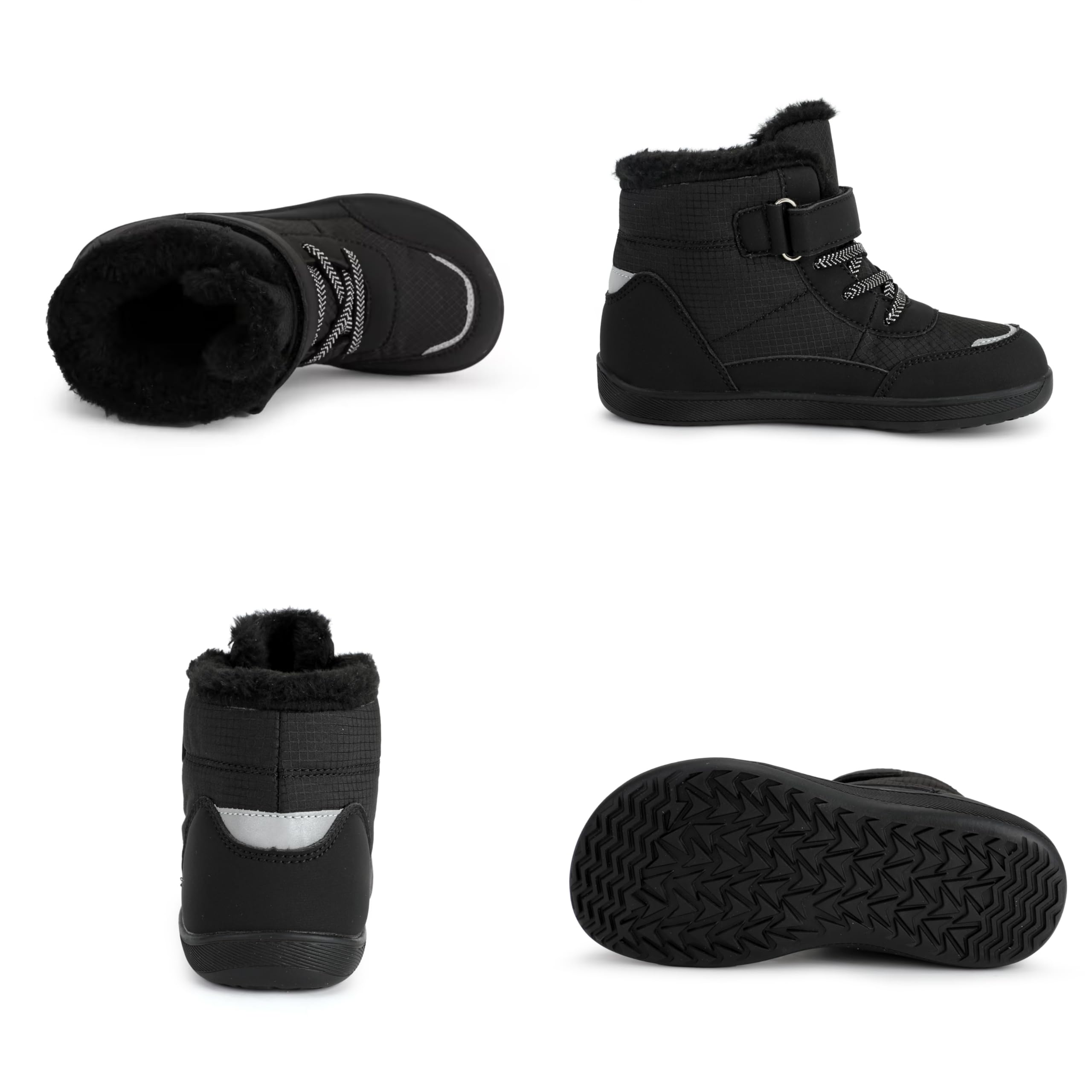 Kinder Winter Barfußschuhe Jungen Mädchen Winterschuhe Warme Gefüttert Outdoor Fitnessschuhe Trekking-Wanderschuhe Leicht rutschfest Winterstiefel, EU25-36