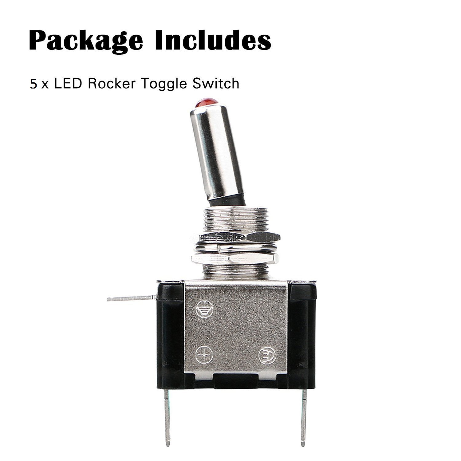 5PCS LED Lighted Rocker Toggle Switch, 12V 20A Heavy Duty Marine Toggle