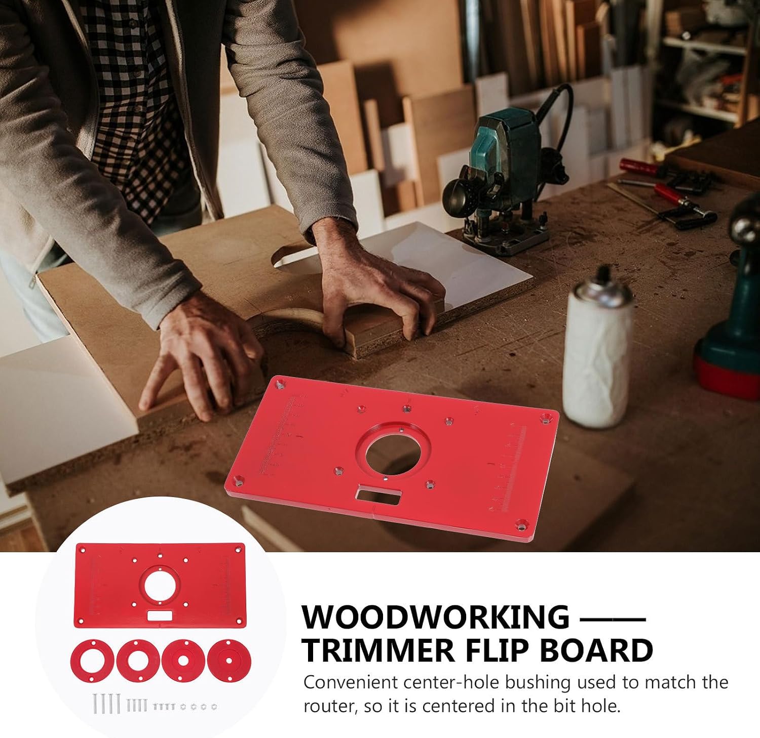 Levemolo Red Aluminium Alloy Woodworking Router Board 235mm X 120mm X 8mm Milling and Mounting Flip Plate Tool for Home Woodworking and DIY Carpentry