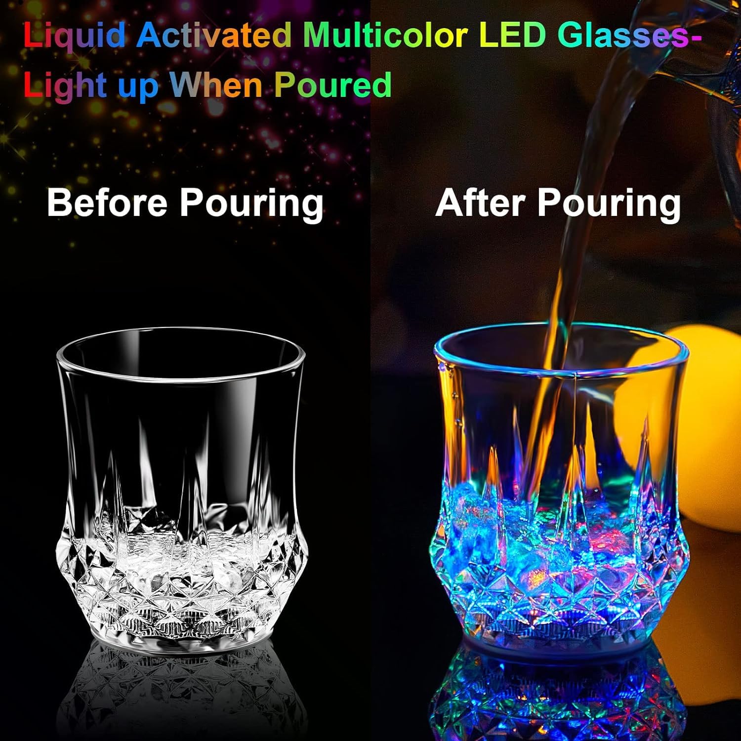 Cambiamento Cromatico Bicchiere Bicchieri con LED 5 LED Luci Acrilico Plexiglass non Fragile Impermeabile Marble Texture Materiale (4PC)
