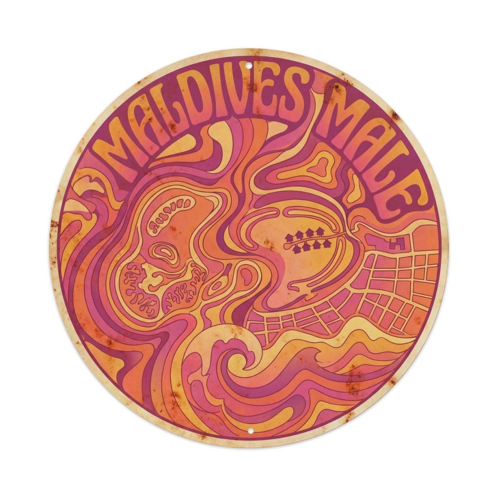 Male Maldives Atoll Resort Graphic Color Metal Tin Sign