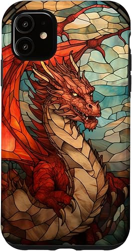 Funda medieval para iPhone 11 con diseño de dragón de color rojo