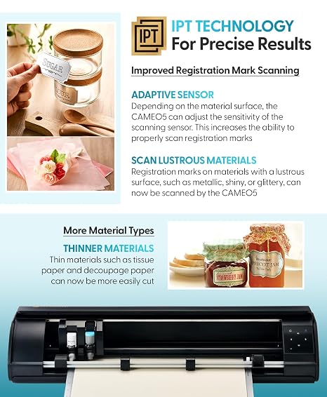 Silhouette Cameo 5 Alpha Plus - 15 Craft & Vinyl Cutter Machine with Automatic Blade, Fast Sketch Mode & 4-Point Registration - Includes Studio Software & 100 Designs, 1-Month Subscription - Black