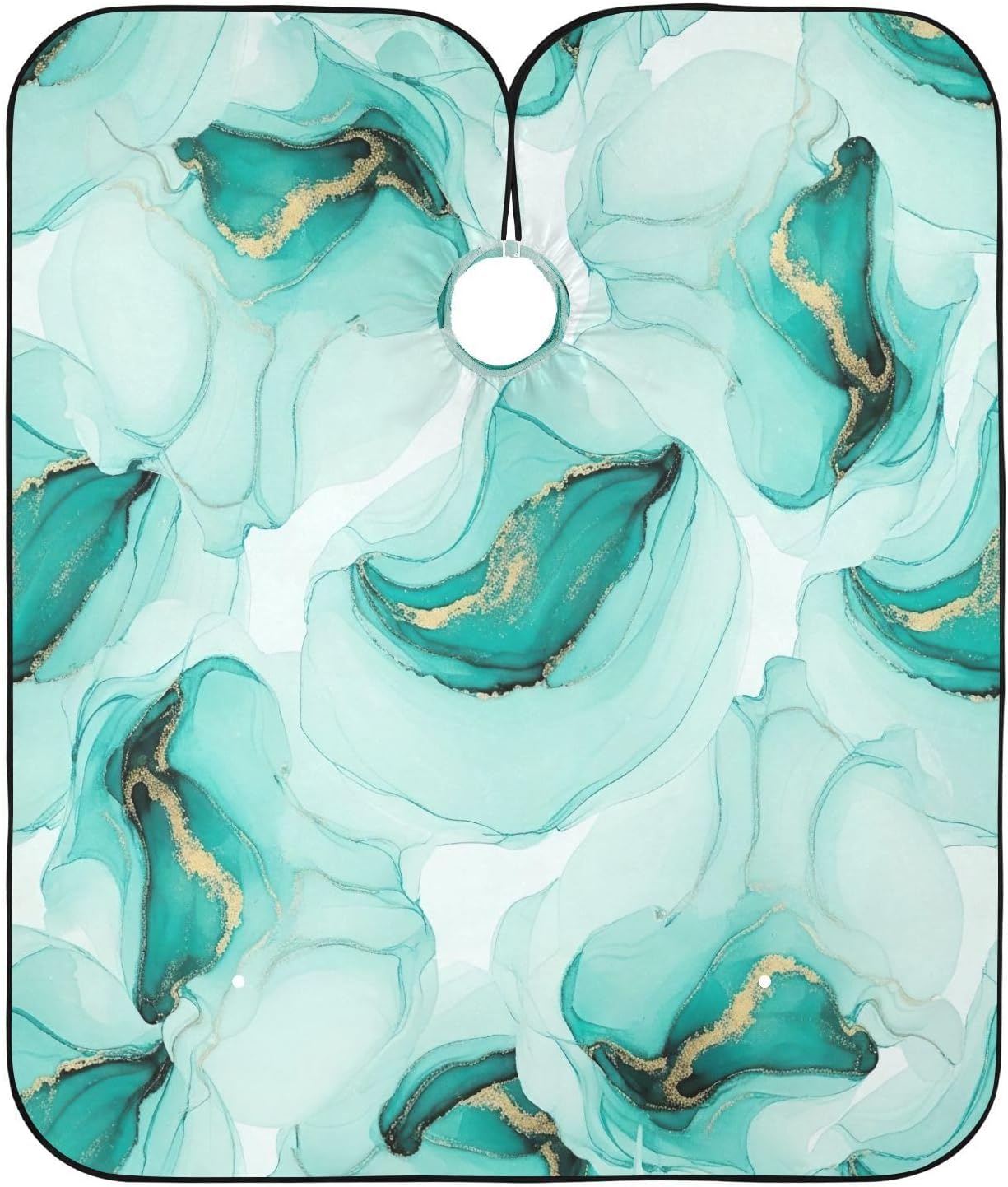 Watercolor Swirls Teal Barber Gown Shampoo Capes, 64.9 in x 55.1 in Hair Aprons Clients Cutting Hair Aprons Women