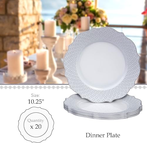 Miniatura 7 de SILVER SPOONS Platos de postre desechables de lujo (10 unidades), platos de plástico resistentes, suministros de fiesta de oro rosa para baby