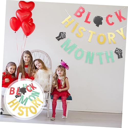 Miniatura 4 de EXCEART 5 Sets Decoración de Fiesta Bhm Vale la pena Festival Fondo Negro Historia Mes Photo Booth Happy Juneteenth Day Decoración Afroamericana