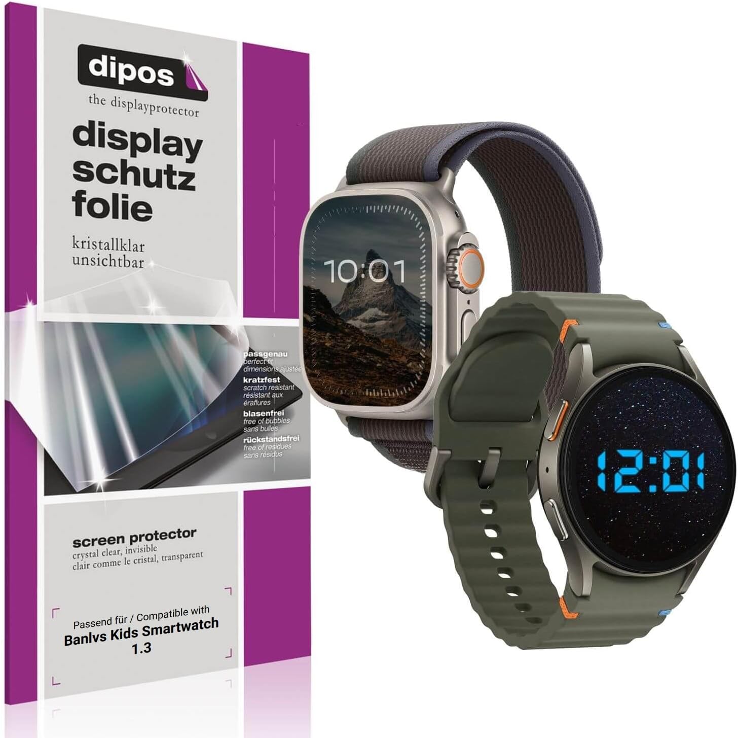 dipos I 6x Protection ecrán compatible avec Banlvs Kids Smartwatch 1.3 Films de protection d&rsquo;écran transparent