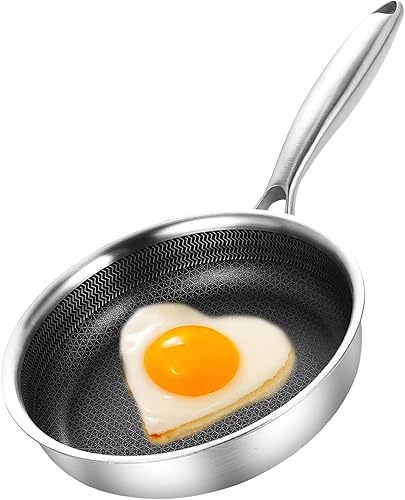 Miniatura 1 de DELARLO Sartenes antiadherentes de acero inoxidable de 5.5 pulgadas, sartén pequeña para chef, sartén de cocina de inducción, compatible con todas