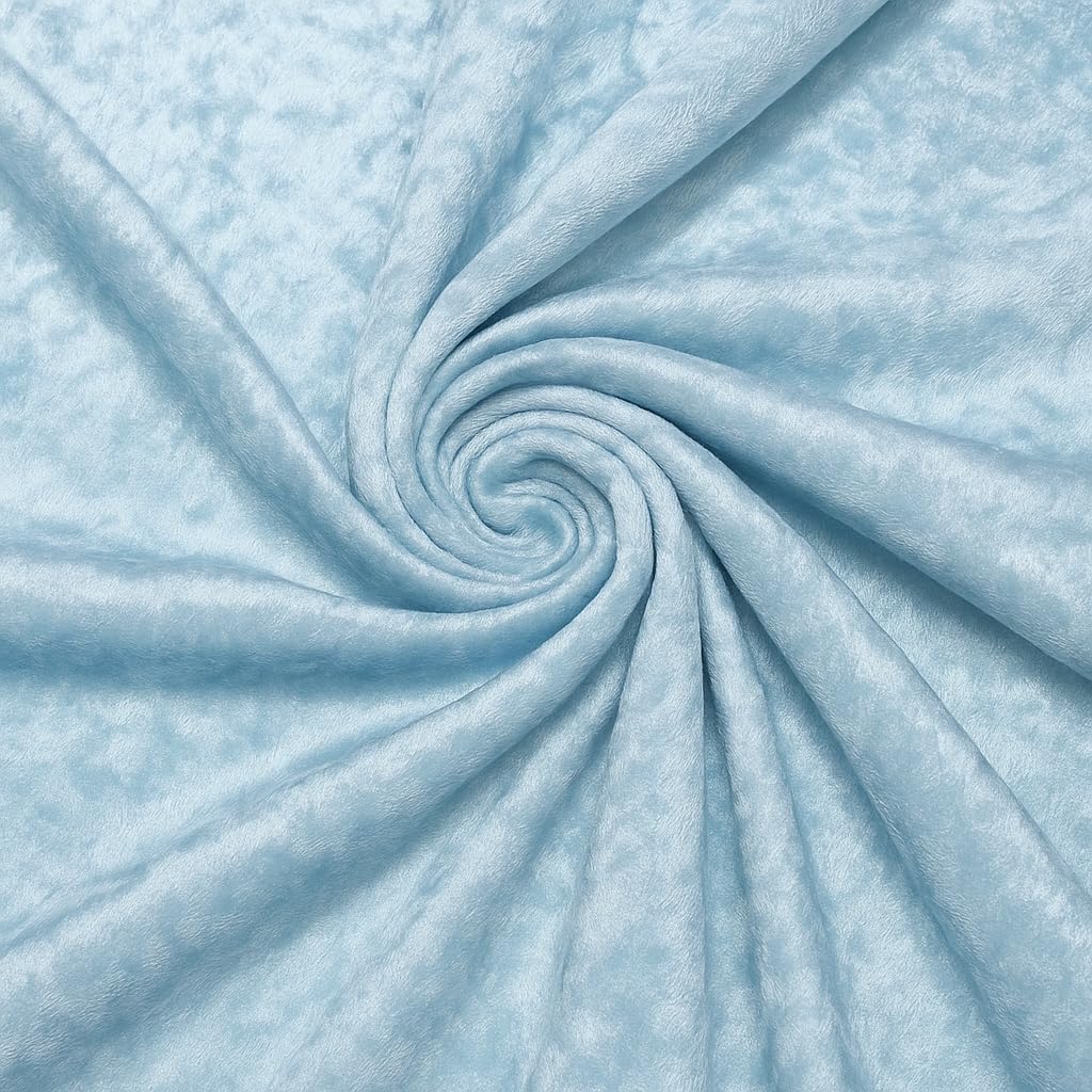 Light Blue Crushed Velvet Fabric – 3 Metre Length x 150cm Wide – Soft Luxury Material for Upholstery, Dressmaking, Crafts & Décor