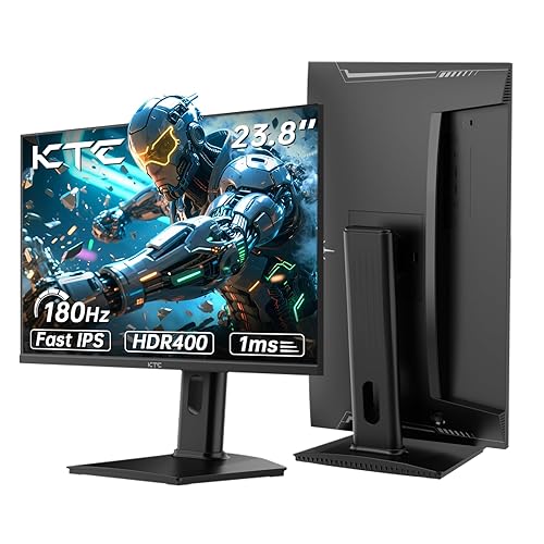KTC Gaming Monitor, WQHD 2K (2560 x 1440) 180Hz 144Hz Monitor 24 Zoll mit 1ms Fast-IPS-Panel, HDR 400, G-Sync, FreeSync, 400 cd/m² Helligkeit, Verstellbarer Ständer für vertikale und VESA (100x100 mm) - IPS QHD 180Hz - 24 Zoll