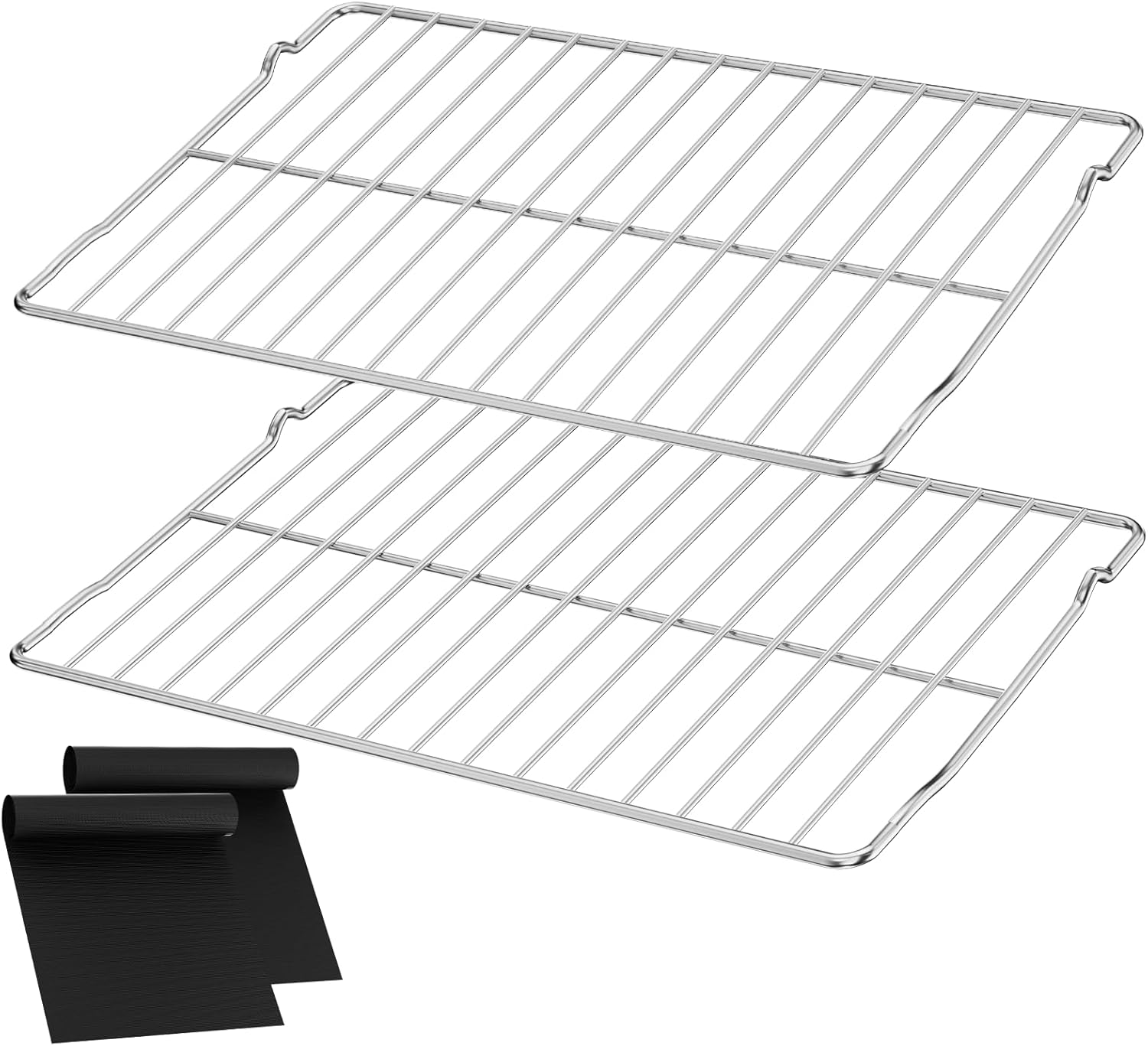UPGRADE 316496201 Oven Rack Replacement-304 Stainless Steel Compatible with Frigidaire Kenmore Range Oven Racks, Flat Heavy Duty Stove Wire Rack Parts 24.2" x 16",Comes 2ps Non-Stick Oven Liners