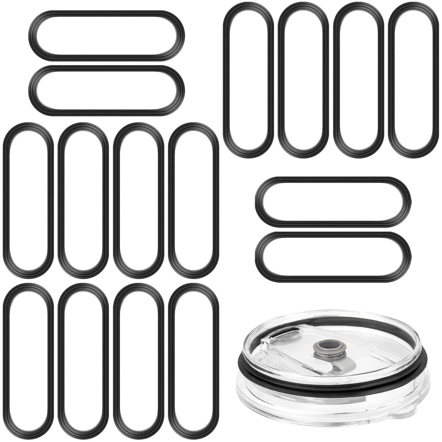 16PCS 20ozReplacement Rubber Lid Ring, 3.7inch Diameter Gasket Seals, compatible with 20oz straws, leak proof silicone cup cover gasket seal ring