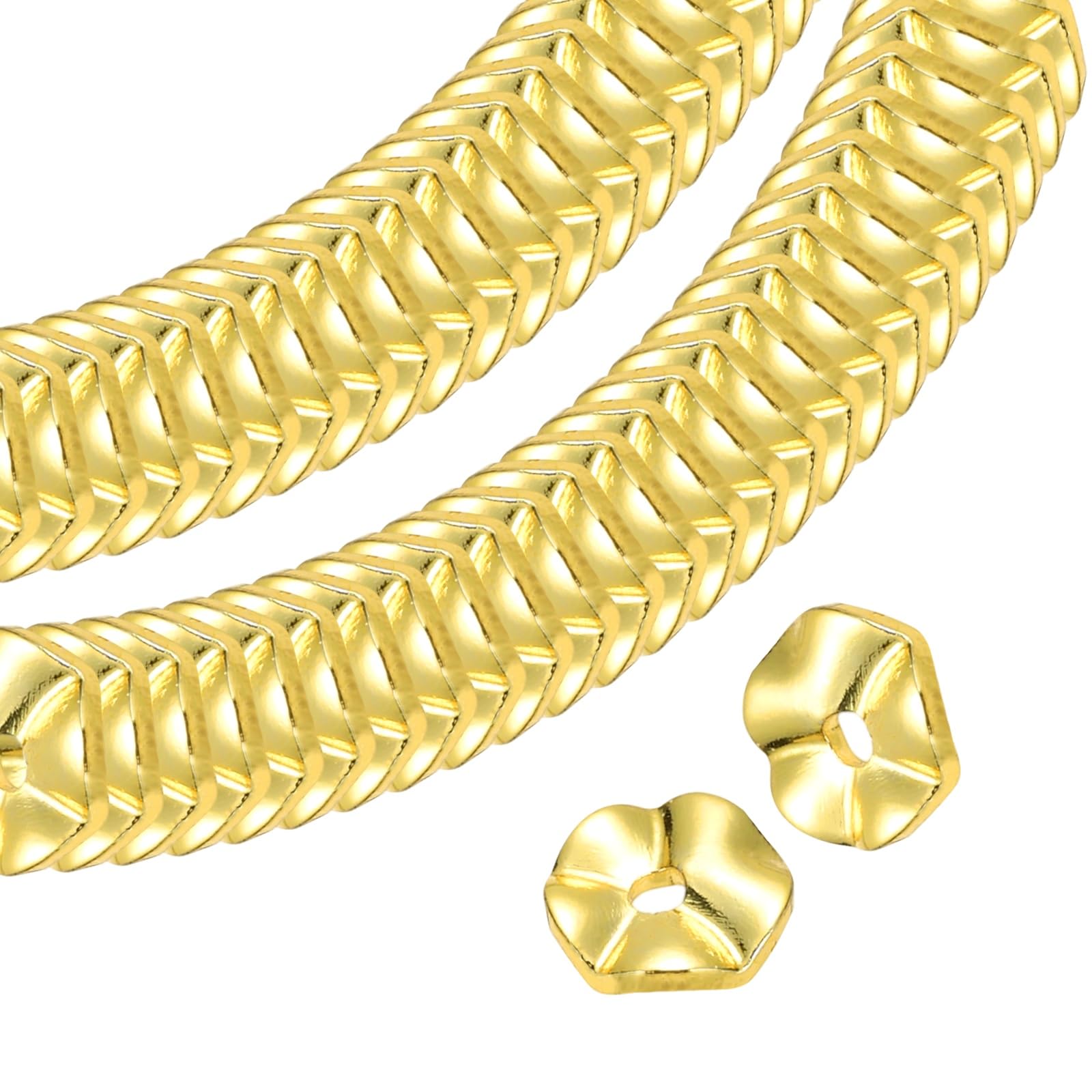 PATIKIL Spacer Disc Beads, 6mm 100 Pcs Gold Spacer Beads Jewelry Crafting Supplies Wave Disc for DIY Bracelets Necklaces Earrings Making Craft Making