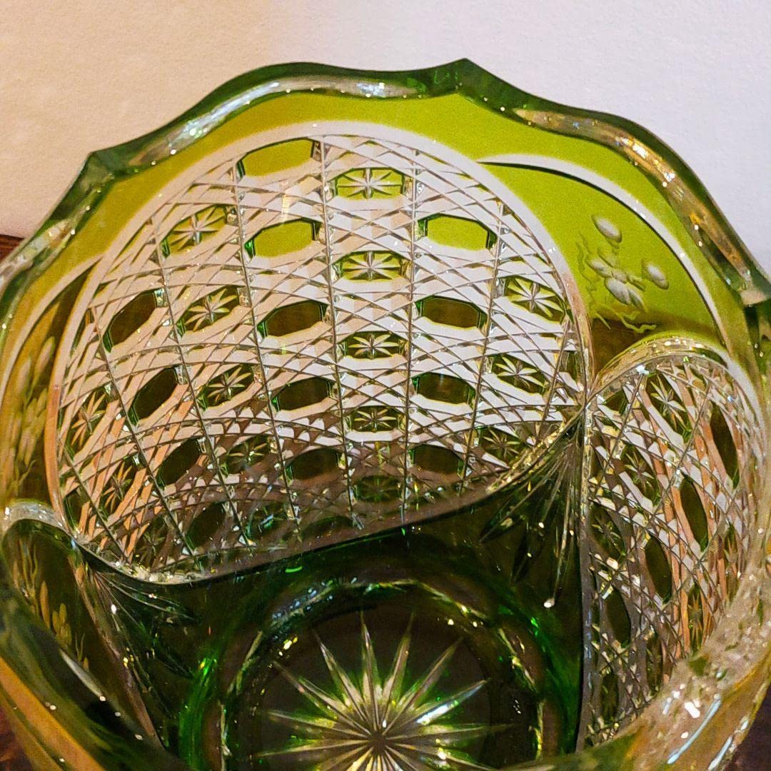 マイセン花瓶梅とメジロ色被せ花瓶ライトグリーン#157