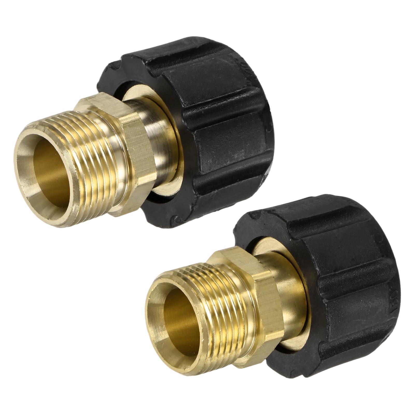 M METERXITY 2-Pack Pressure Washer Fittings, M22 14mm & 15mm Female to M22 14mm Male Thread Hose Adapter for Pressure Washer Gun/Hose, Brass Connector Coupler