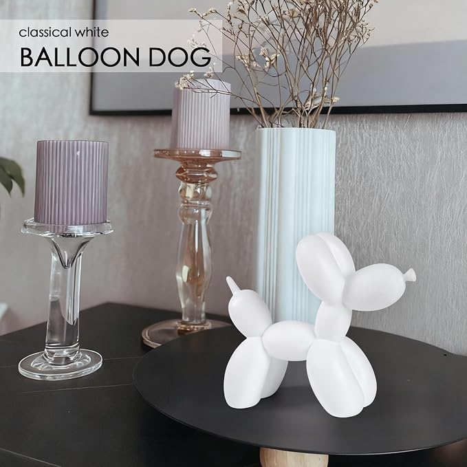 Estatua Decorativa Perro Globo Blanca de Resina 22x8.5x18 cm miniatura 9