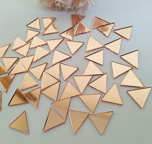 ACFENG Juego de 200 piezas de mosaico de espejo triangular de 12 pulgada, espejo triangular de vidrio real, accesorio de manualidades (oro rosa)