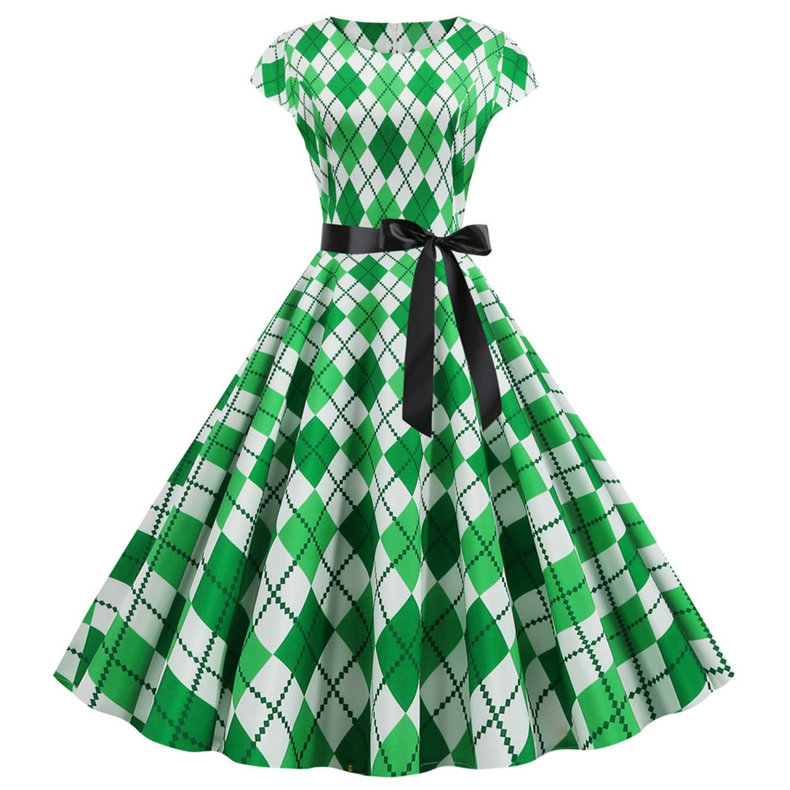 Womens St Patricks Day Fancy Dress Leprechaun Costumes Ireland Irish Lucky Shamrock Dress Saint Patricks Day Green Irish Outfits Gown CocktailGreen Sleeveless Paddy'sFancy Dres Party (H2-F, M)