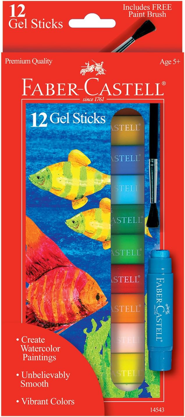 Gel Sticks - 12 Twistable Watercolor Crayons for Kids with Brush - Watercolors for Kids