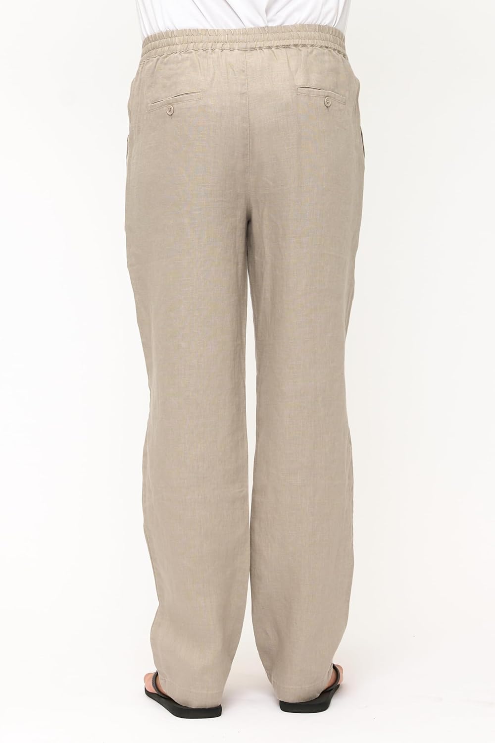 Men's Casual 100% Linen Pants with Drawstring and Elastic Waist - Image 4