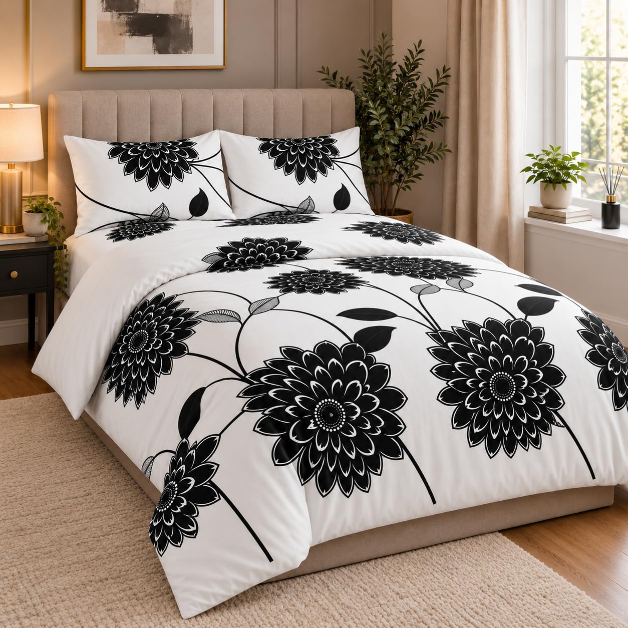 Opulent Living Bedding Double - 4pc Duvet Cover, Fitted Sheet & Pillowcases