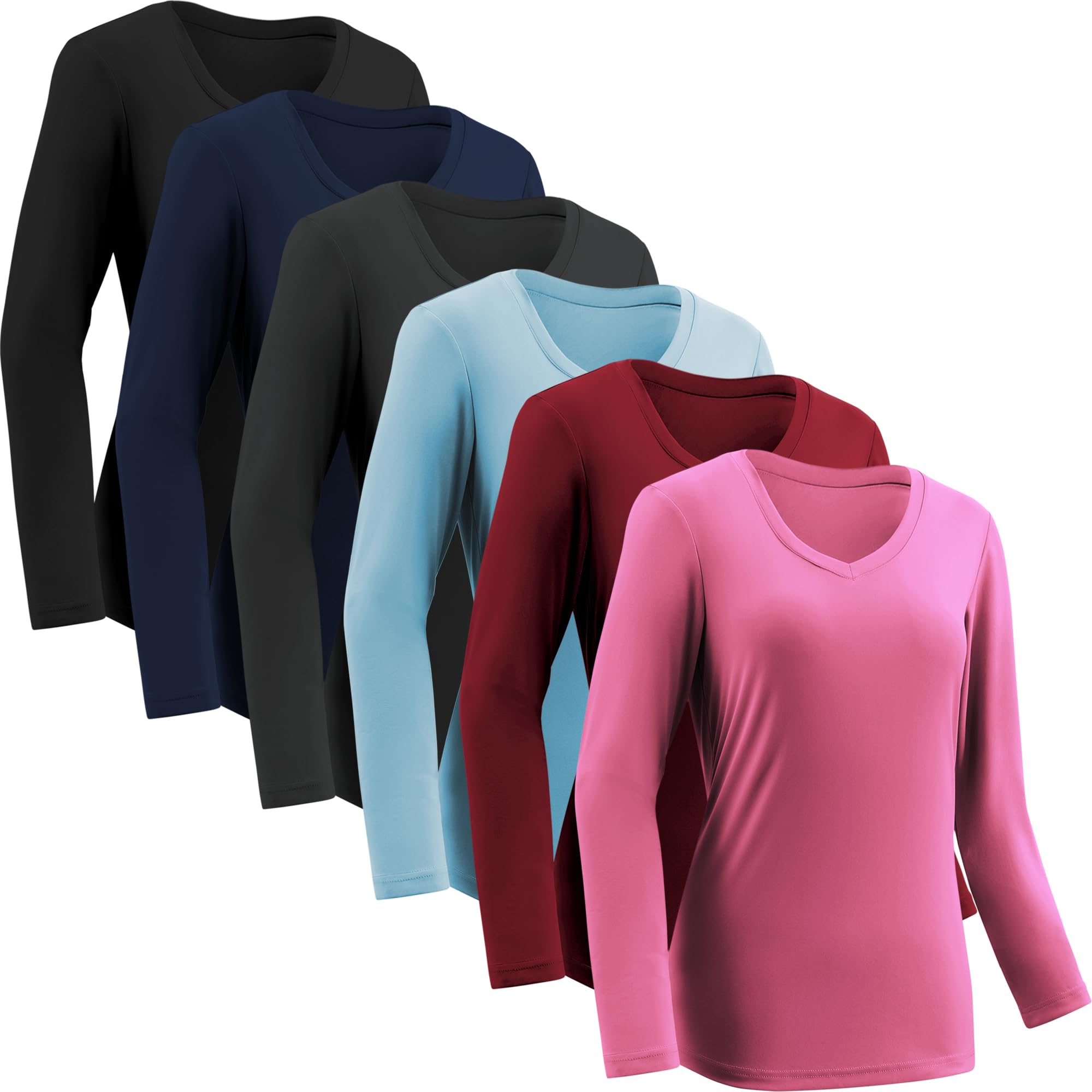 Moisture Wicking Shirts for Women Quick Dry Athletic Running Long Sleeve T Shirts Womens V Neck Workout Tops