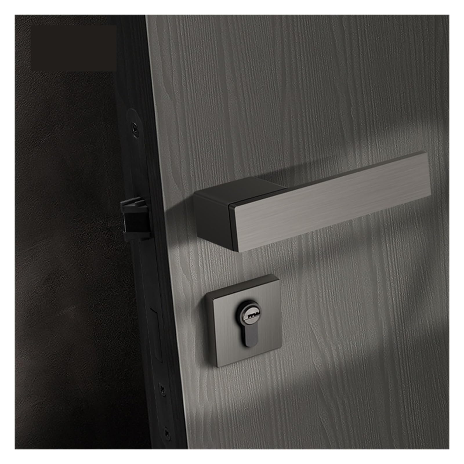 Ekologiczny włoski minimalistyczny nowoczesny drewniany zamek do drzwi kryty cichy magnetyczny do sypialni prosty uchwyt (C szary magnes 35-50 mm bez klucza)